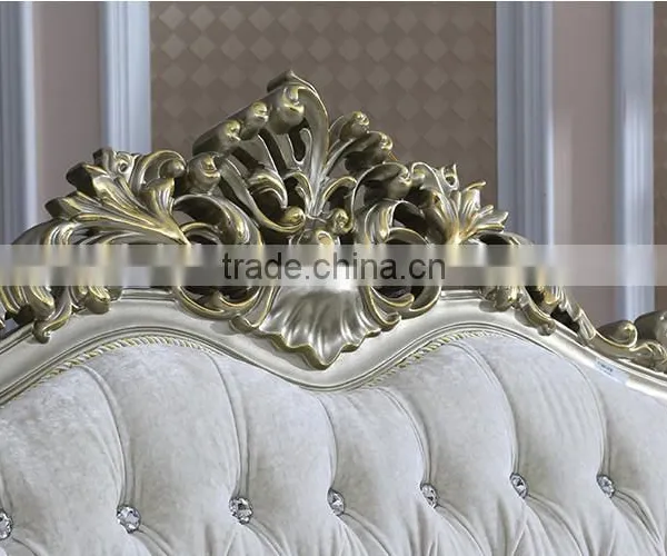 French Royal Champagne Gold Wooden Upholstery Sofa Set, Villa 1+2+3 Sofa Furniture(MOQ=1 SET) photo-2