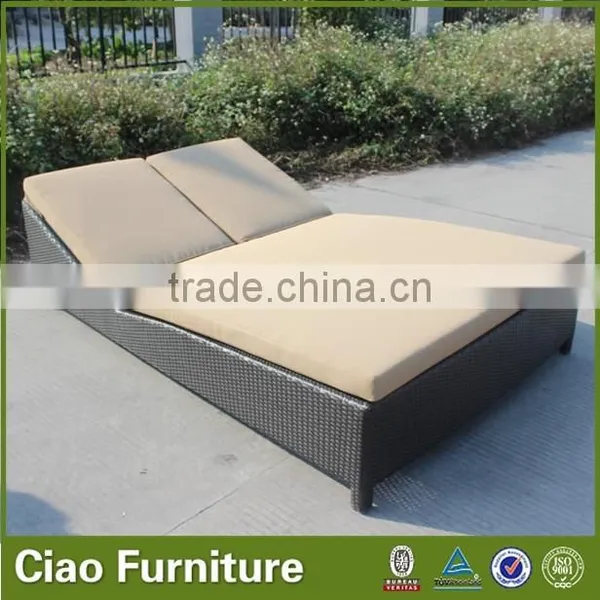 Outdoor Pool Rattan Double Red Sun Lounger Furniture photo-4