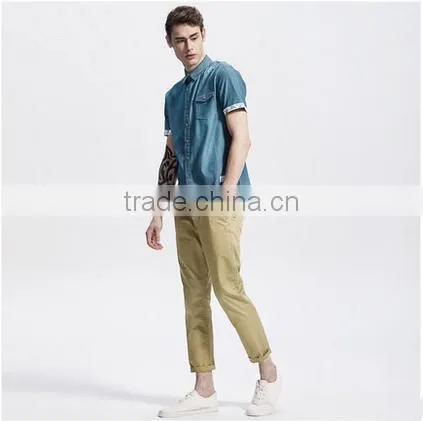 Wholesale China Short Sleeve Men's Shirt Latest Shirt Designs for Men Denim Shirt for Men photo-3