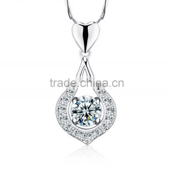 925 Sterling Silver Fashion Peach Heart Shape Pendant Necklace photo-3