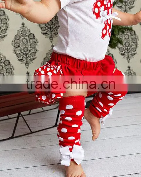 Wholesale Christmas Baby Clothing Set Red Bloomer Skirt White Bubble Leggings photo-2