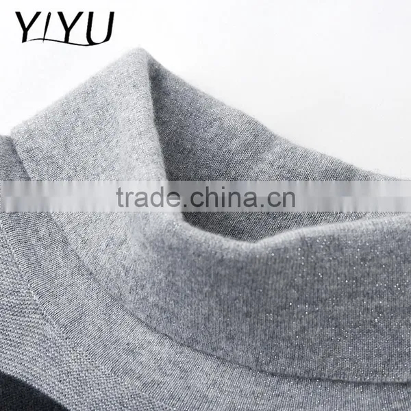 Newest Winter Women Stripe Color Block Turtleneck Cashmere Sweater photo-5