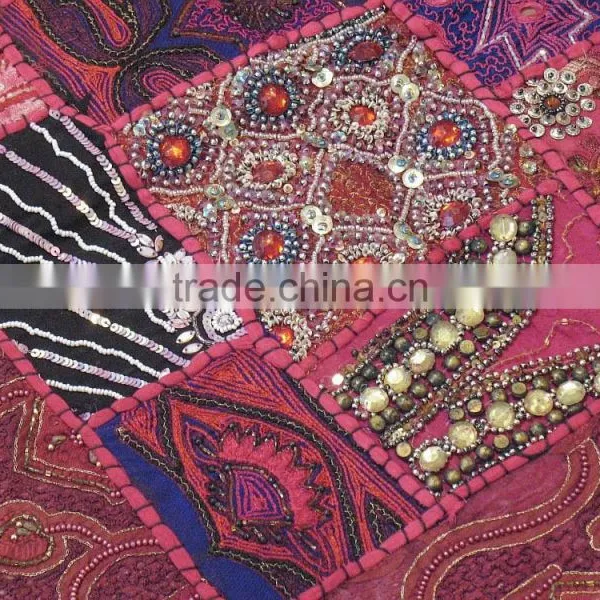 Large Decorative Bedding Pillow Sham Pink Sofa Floor Fancy Cushion India 26x26 photo-2
