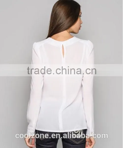 2015 New Office Blouse Design Long Sleeve Chiffon Blouse for Women photo-4