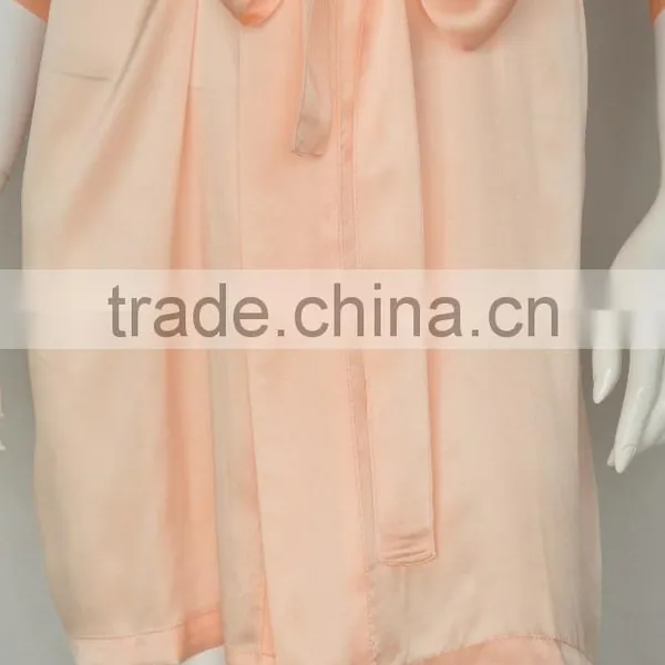 High Quantity Peach Silk Kimono Robe For Women photo-4