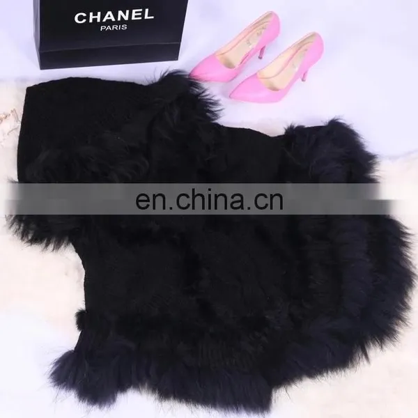 Latest Fashion Lady Garments Pullover Raccoon Fur Rabbit Fur Knitted Shawl Cape photo-4