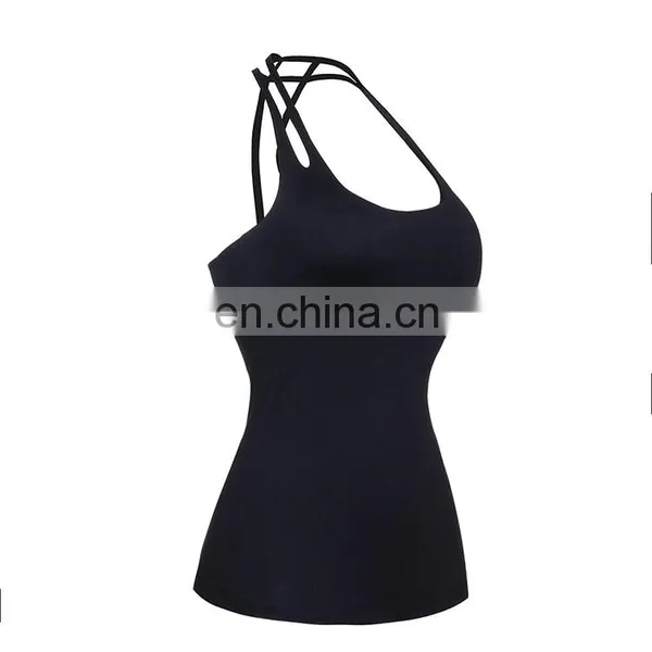 Wholesale Summer Women Long Sleeveless Yoga Gym Tank Top Black photo-4