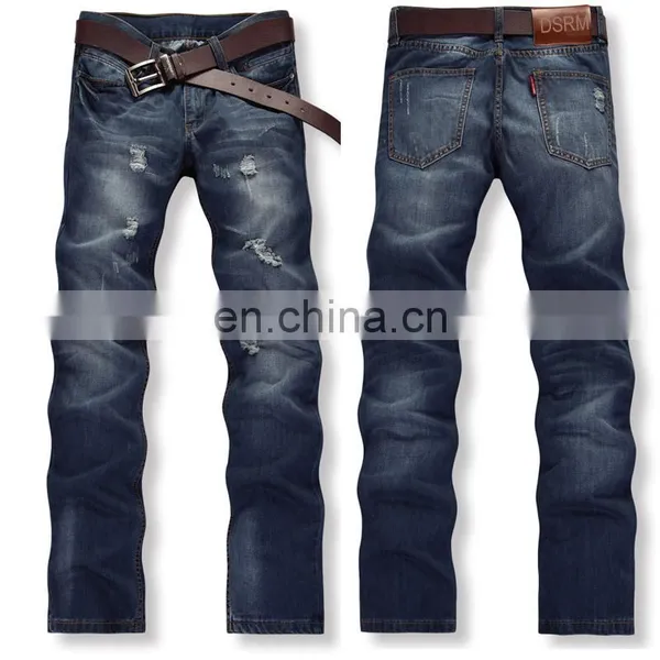 DiZNEW 100%cotton Washed Hot Sell Ripped Denim Jeans for Men photo-2