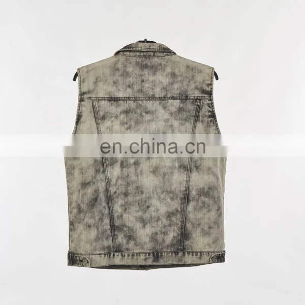 DiZNEW Wholesale Vest Fashion Grey Men's Denim Jeans Waistcoat photo-3
