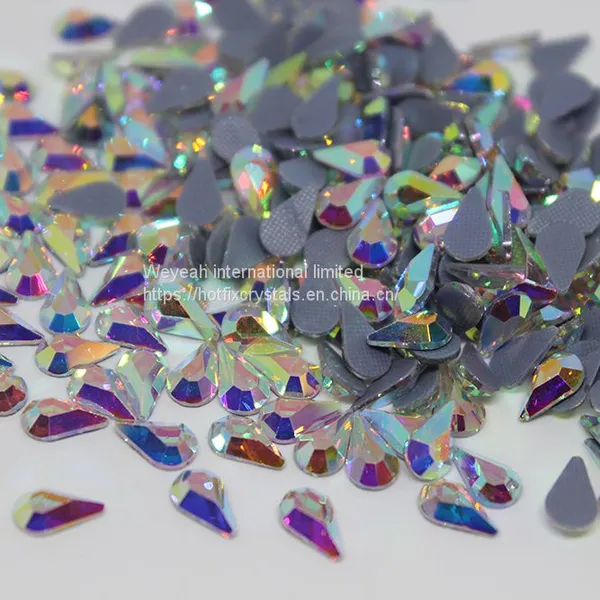 Tear Drop Hot Fix Rhinestones in Flat Back Shaped Crystal Stones