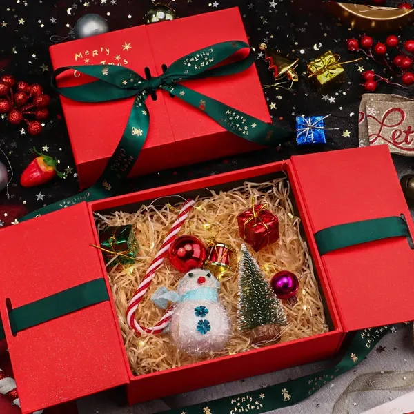 Ribbon High-end Christmas Gift Box Factory Can Customize Size Carton Red Black Ribbon photo-5