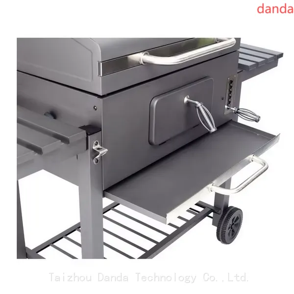 Outdoor BBQ Charcoal Grill With Two Shelf Table With Big Size Wheel photo-4