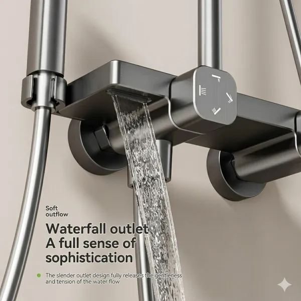 Modern Aluminum Shower Set With Rainfall Top Shower Handheld Shower Spout and Sprayer for Hotel Apartment Bathroom Projects photo-3