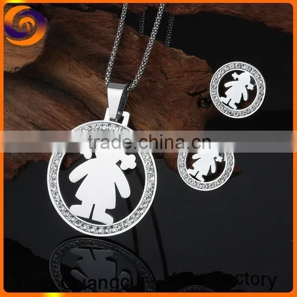 Round Bayby Girl Stainless Steel Set Jewelry