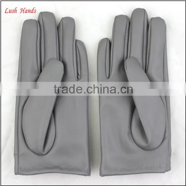 Ladies Wholesale Cheap PU Leather Hand Gloves Grey With Roses photo-3