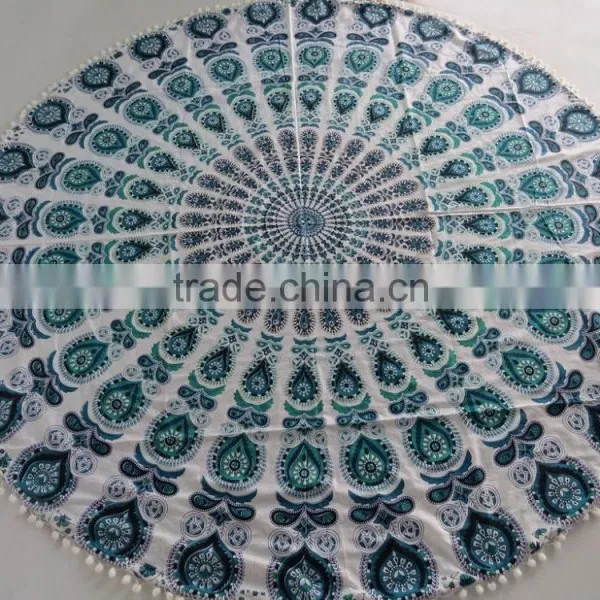 Ombre Mandala Round Beach Towel With Terry photo-4
