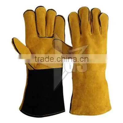 Long Leather Welding Glove / Cow Split Long Working Glove /construction Leather Safety photo-5
