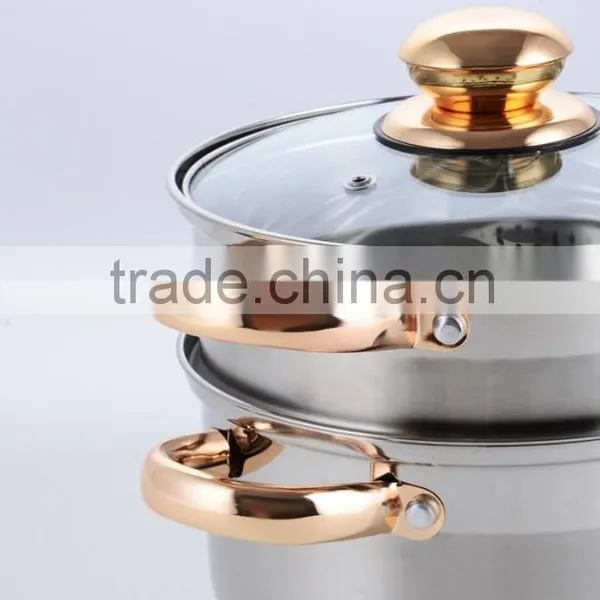 Gold Coating Accessories and Mirror Polished Stainless Steel Steamer Pot photo-4