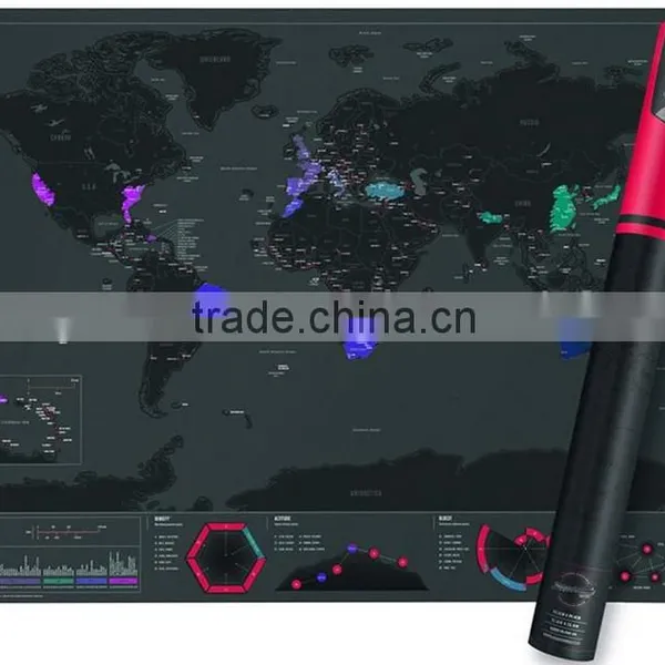 CT-723 Urban Edition FT Map Black Coated Map Creative Footprint Travel Map photo-3