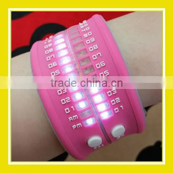 2016 Hot Sell Products Bros Baby Rinne Women Waterproof Foldable Pink Rubber Wrist LED Watch photo-3