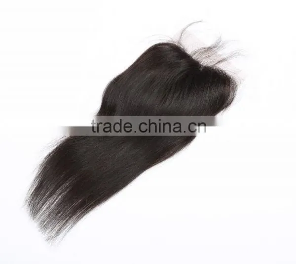Malaysian Lace Closure Malaysian Virgin Hair Closure 4''X4" Virgin Human Hair Hand Tied Three Part Natural Black photo-4
