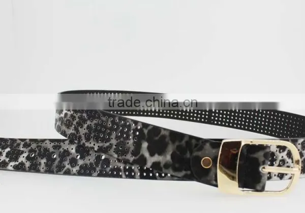 2015 Designer Fashion Women's Leopard Pointed Plain Pierced Belt With Fuax Leather Factory China photo-5