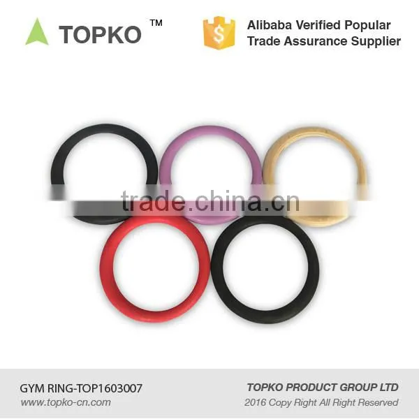 TOPKO Crossfit Gym Rings Wooden Gym Rings With Strap And Flexible Buckles photo-4