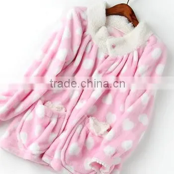 Heart Printed Flannel Women Pajama