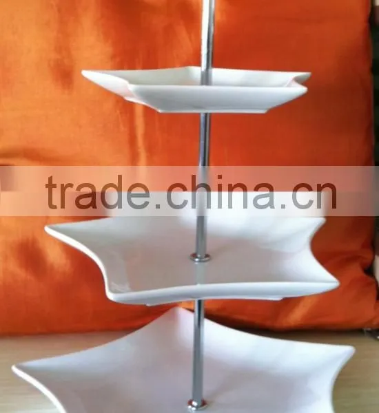 3 LAYERS PORCELAIN CAKE SET STAR SHAPE CAKE SET WITH METAL STAND