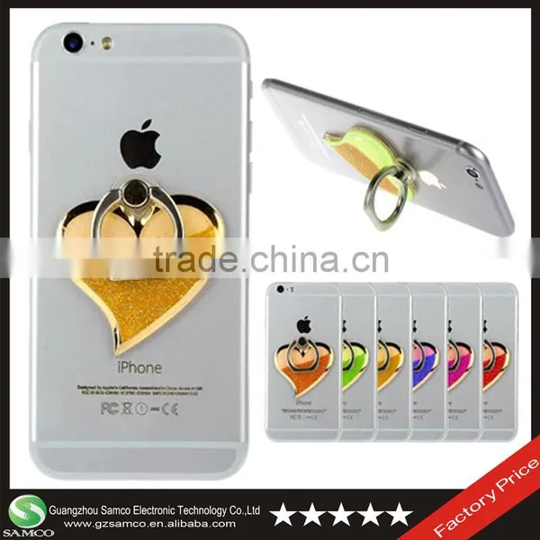 Samco Multi-Angle 360 Degree Rotating Loving Heart Liquid Quicksand Cell Phone Stand With Finger Ring