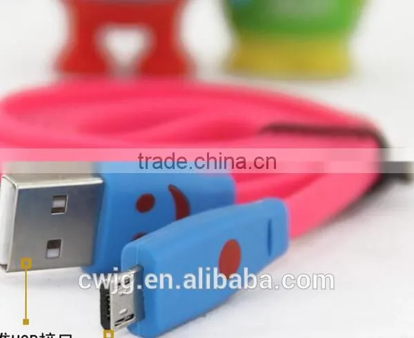 Smiling Flexible Lighting USB Electrical Cable for Iphone and Android Phones for Apple Lighting Flat Ribbon Usb Electrical Cable Quality Choice photo-2