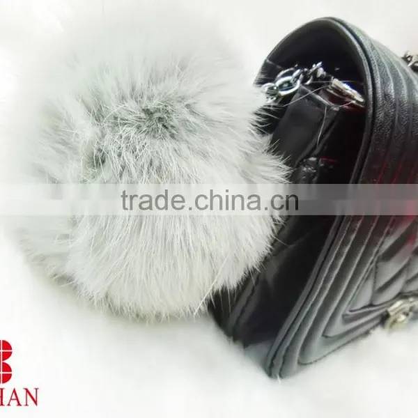 Factory Design Genuine Rabbit Pom Pom Keyring photo-2