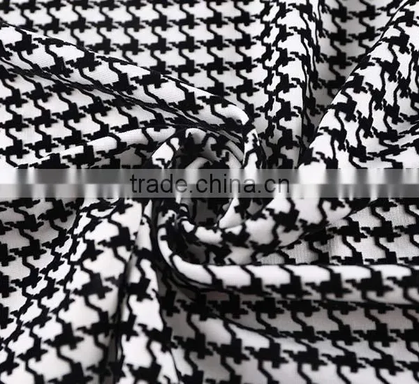 1PCS SALE!!!!Factory on Slea Spray Spandex Houndstooth Flock Knitted Fabric for Garment photo-4