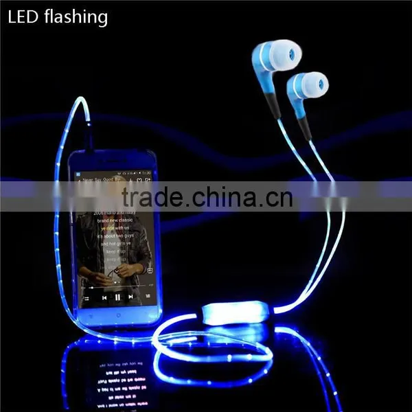 New Products 2016 LED In-ear Headphones Earphone With Line Remote and Mic,EL Earphone With Line,mobile Phone Earphone photo-2