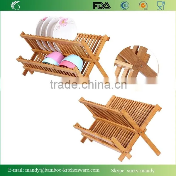 Promotional Bamboo Kitchen Rack Bamboo Dish Dryer for Dishes, Bowls, Plates, Cups photo-3