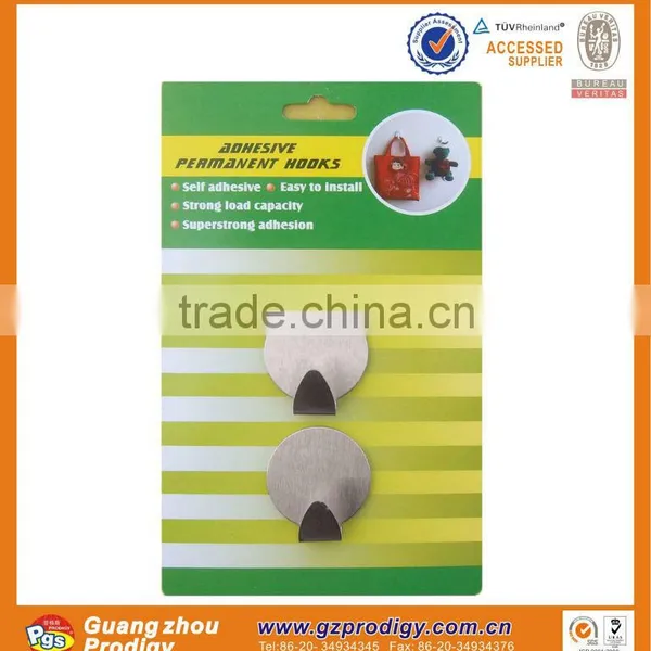 Blistercard Package 2 Pcs Stainless Steel Useful Adhesive Flat Metal Hook photo-6