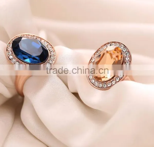 18K Gold Color Rings With Blue Gemstone 3gram Gold Ring photo-3