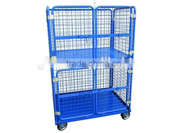 Storage Cage Goods Carrying Trolley With 4 Swivel Wheels
