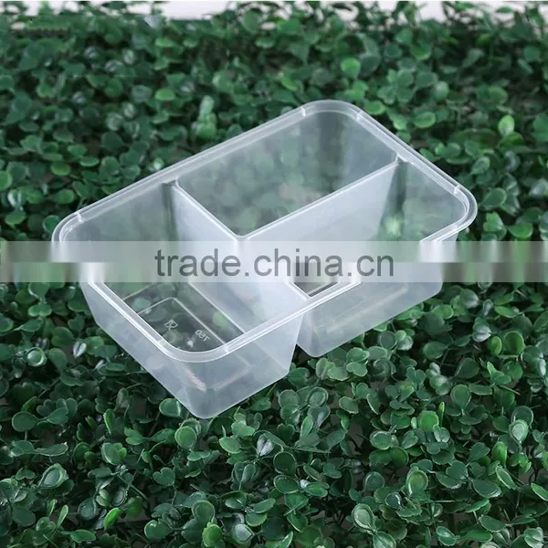 Clear 1000ml Divided Plastic Take Away 2 Compartment Microwave Safe Food Container photo-4