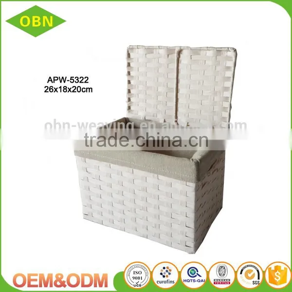 Quality Paper Rope Rectangular Storage Basket With Lid photo-2