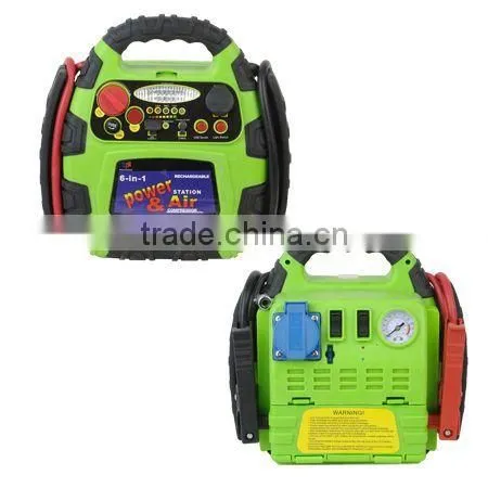 163553 6 in 1 150W Power Inventer 250PSI Air Compressor 8 LED Work Light Jump Starter photo-2