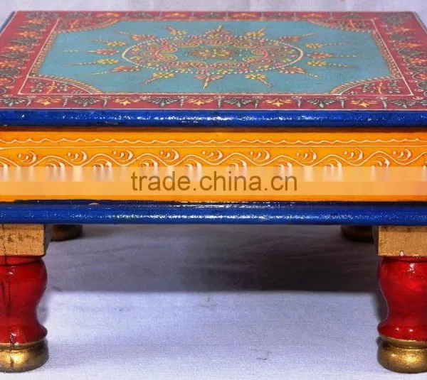 Indian Handcrafted Painted Wooden Bajot photo-5