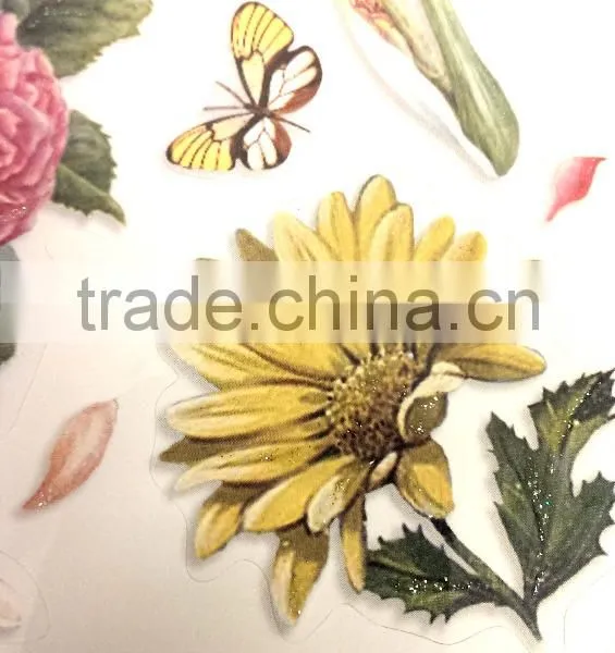 Colorful Floral Design Sticker, Classic Decorative Shinny Glitter Sticker photo-5