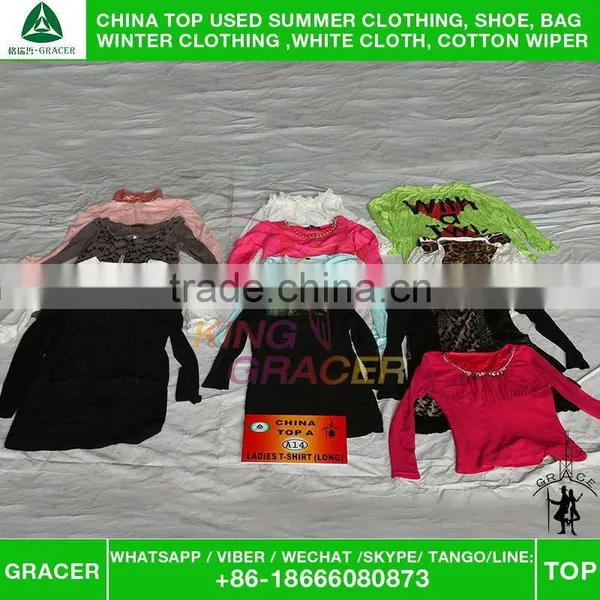 2016 Fashionable Long Ladies Sleeve T-shir Used Clothes in Bales/second Hand Clothes for Sales photo-2