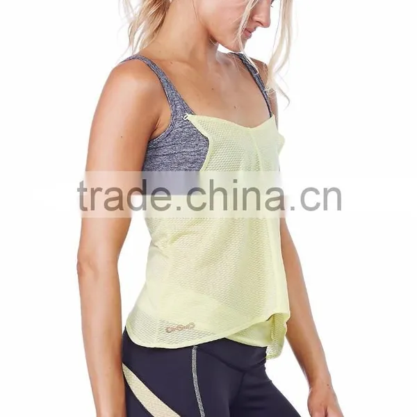 2016 Womens Fitness Gym Tank Top Sport Wear Deep Cut Gym Tank Top photo-4
