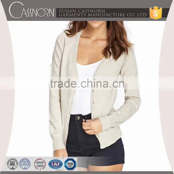 women soft handfeel rib knitting cuff long sleeve v neck knitted button up cardigan