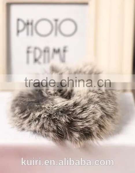 Real Rex Rabbit Fur Elastic Hair Bands Hair Bands Elastic Ties Ponytail Holder Hair Accessories for Women photo-5