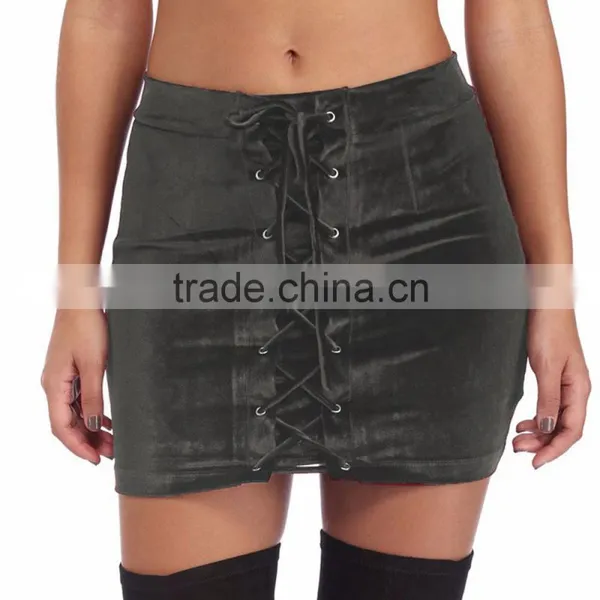 Custom Made Latest Sexy Mature Ladies Tight Mini Velvet Skirts photo-2