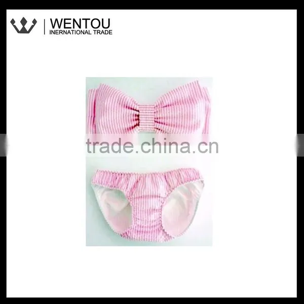 Monogrammed Seersucker Bow Bandeau photo-5