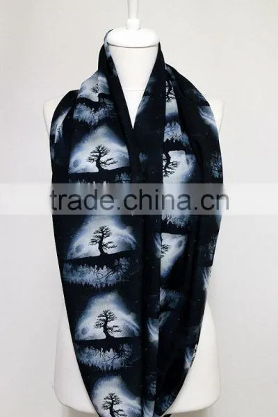 Tree of Life Infinity Scarf, Moon Scarf, Loop Scarf Circle Scarf Gift Ideas for Her, Spring - Summer - Fall - Winter Session photo-3